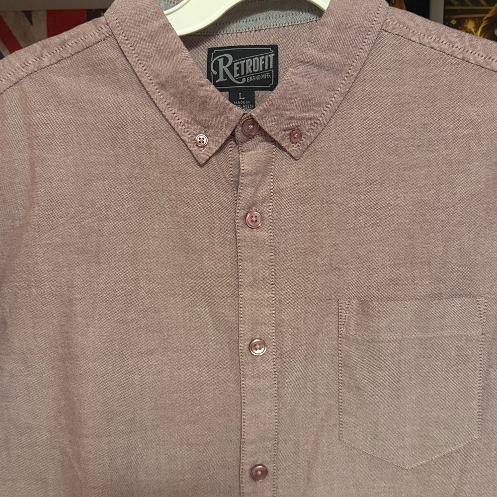 Retrofit Men's Short Sleeve Button-Down‎ Shirt - lavender